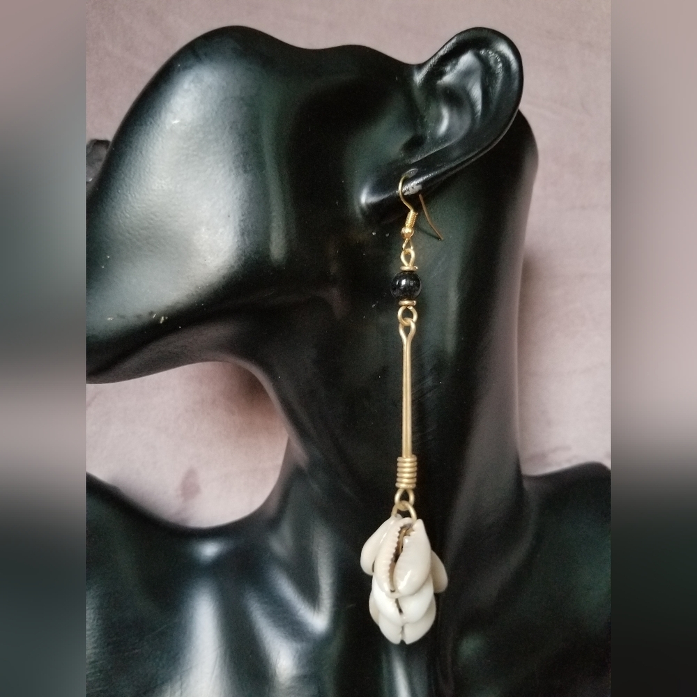 Brass & Cowrie Shell Earrings KENYA